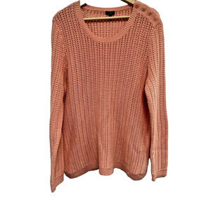 Talbots knitted crochet Sweater Stitch Sweater Space lambswool Orange 1X A000135